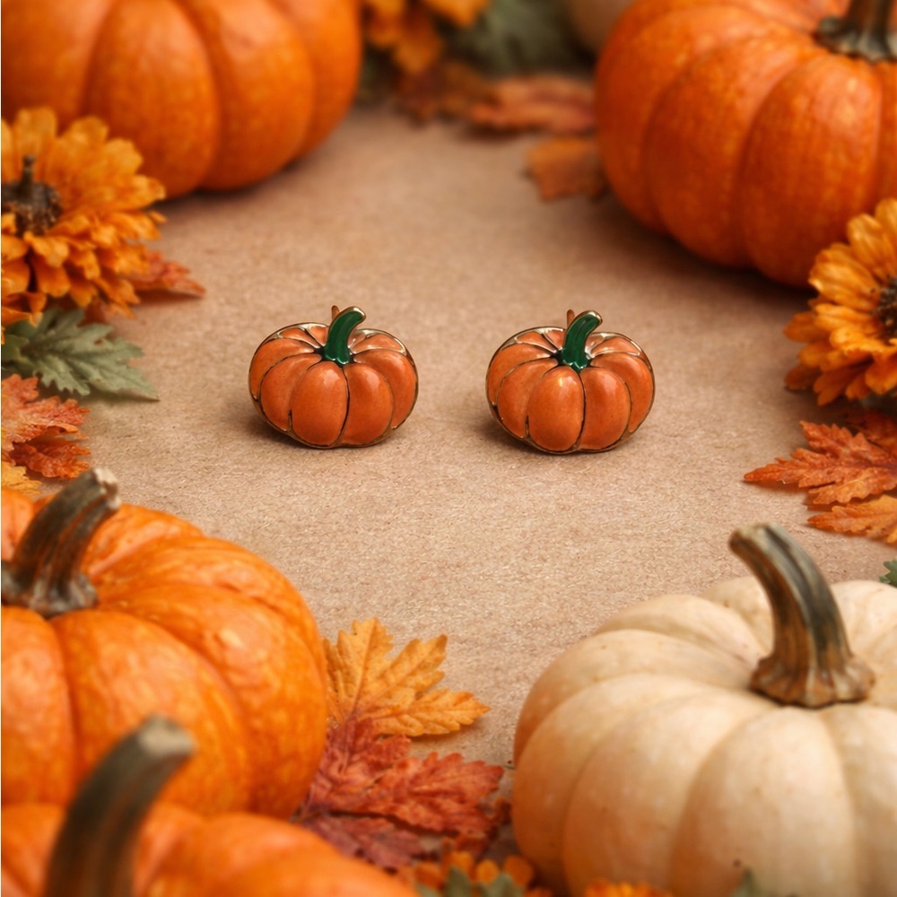 Festive Orange Pumpkin Earrings